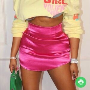 Elegant Pink Satin Skirt